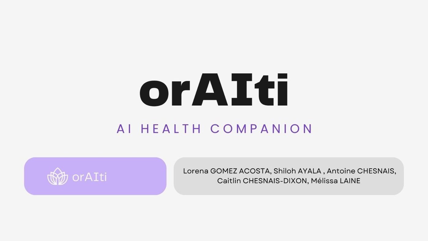 orAIti, AI health companion, title slide with the team names